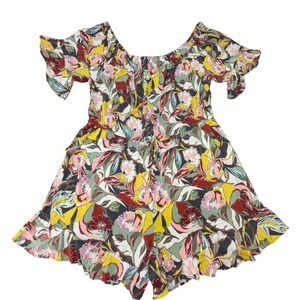 Torrid Off‎ The Shoulder Floral Ruffle Romper Jumpsuit Size 3